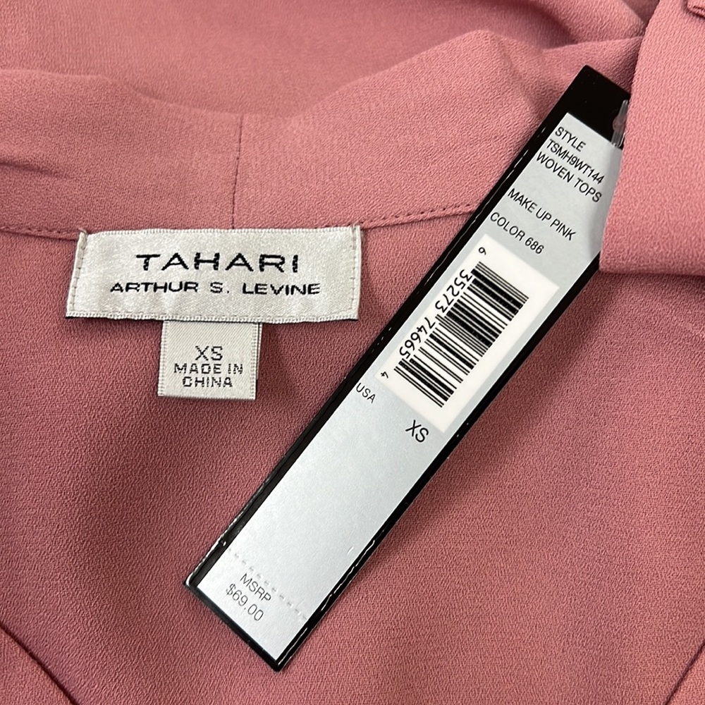 Tahari Long Sleeve Button Down Blouse in Makeup Pink - Picture 7 of 9